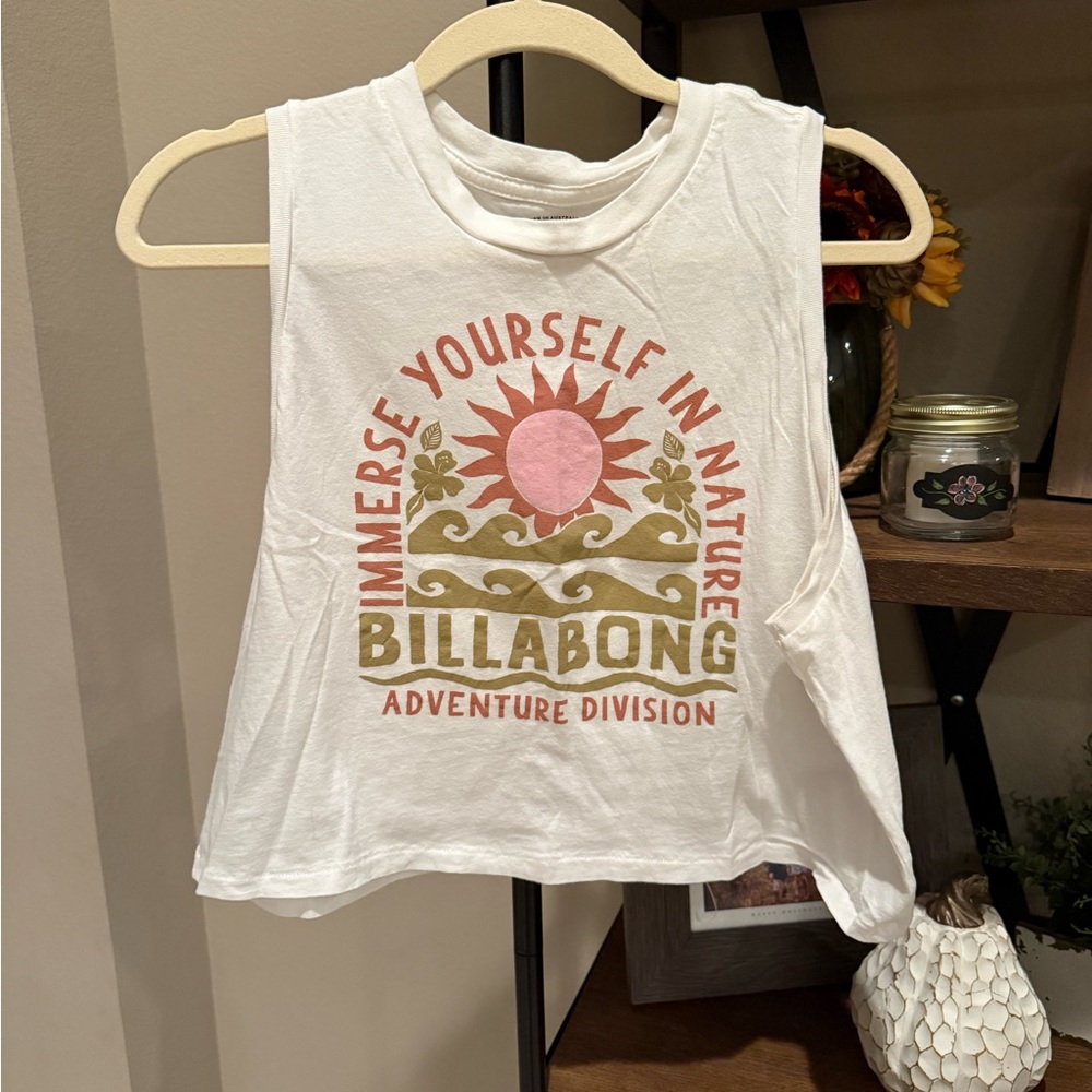 Billabong Off White Graphic Tank Top